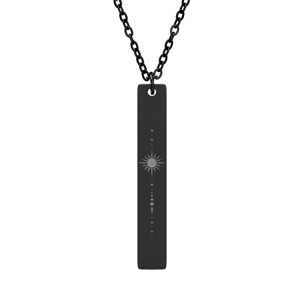 Soundwave Engraved Bar Necklace, Vertical Bar Pendant | Custom Engraving