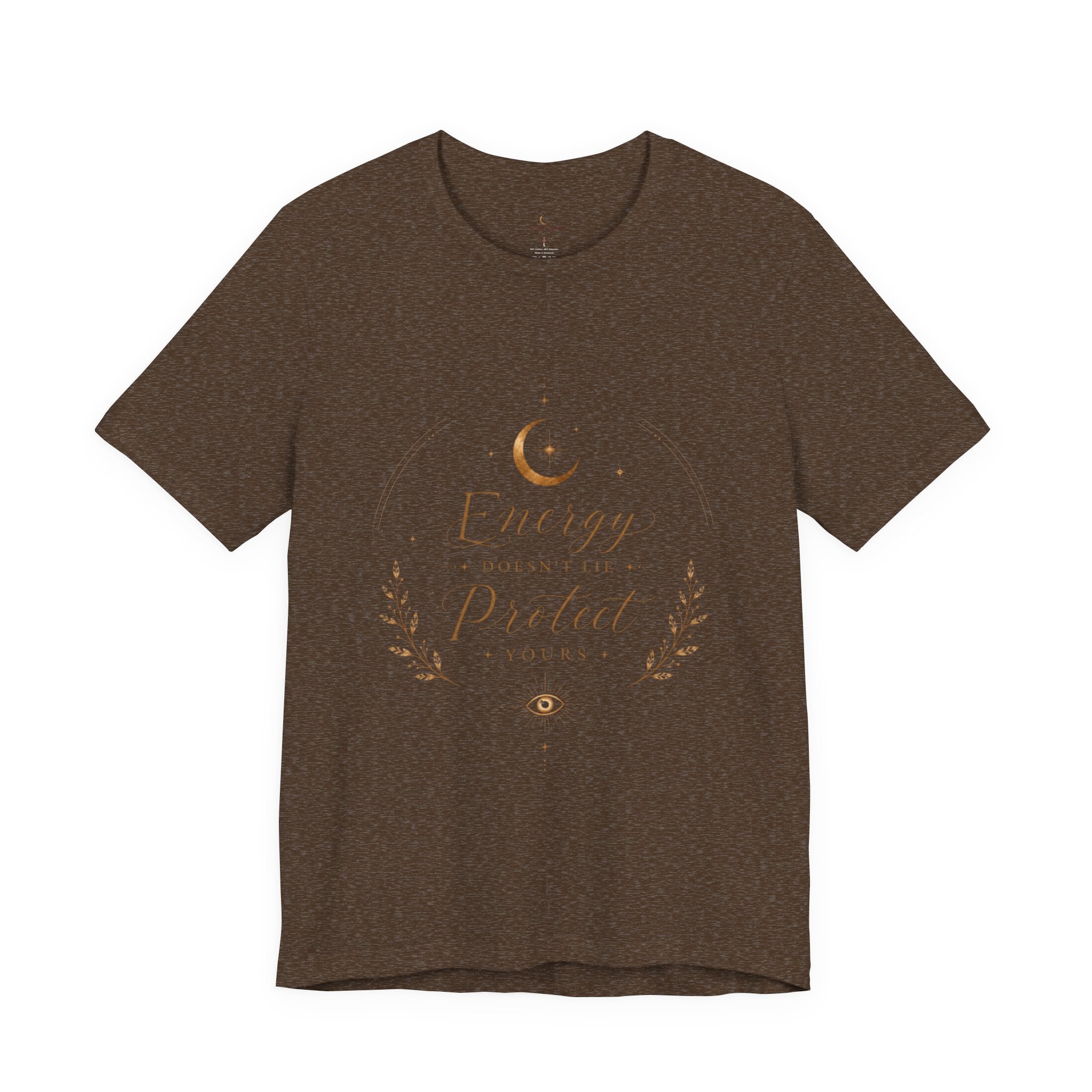 Energy Protected tee | Crescent Moon, Floral Laurel, Minimal Celestial Design