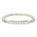 Engravable Natural Stone Bead Stretch Bracelet | Personalized Bar Bracelet