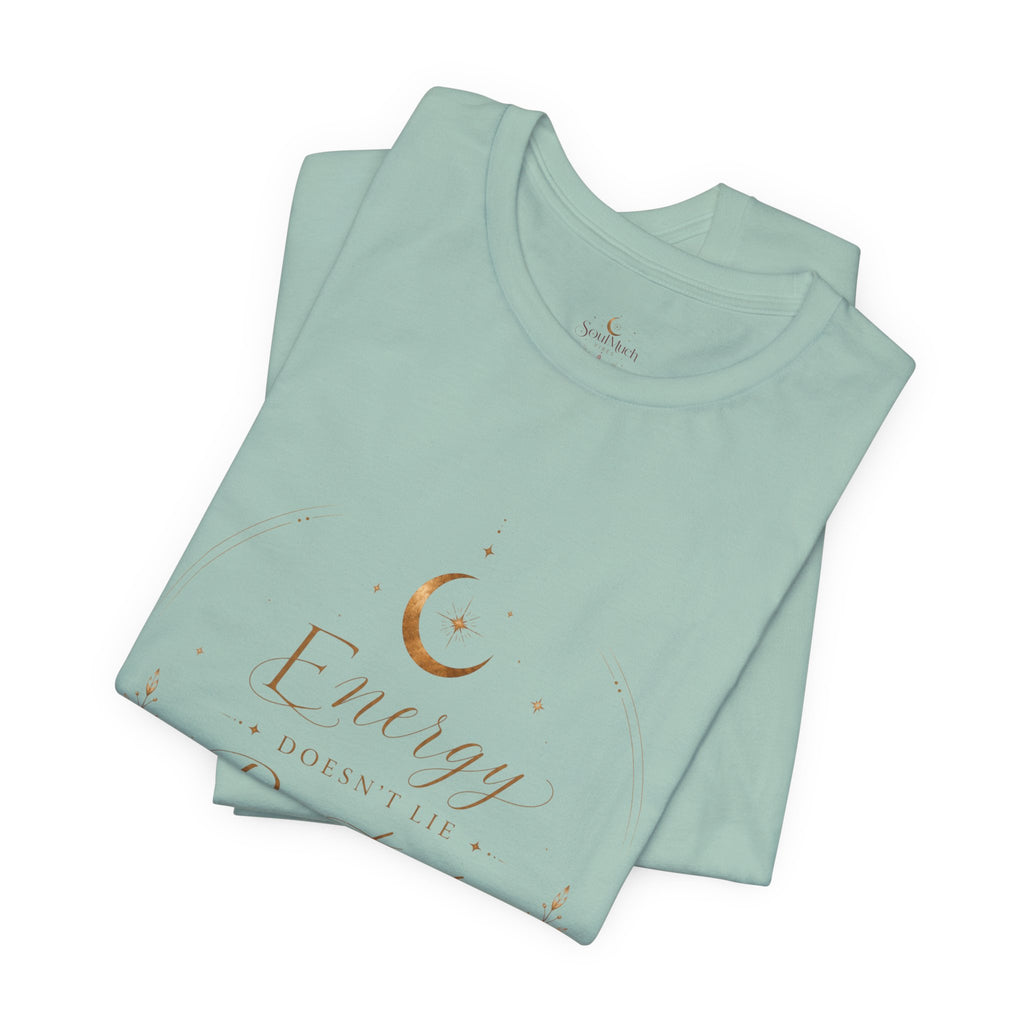 Energy Protected tee | Crescent Moon, Floral Laurel, Minimal Celestial Design