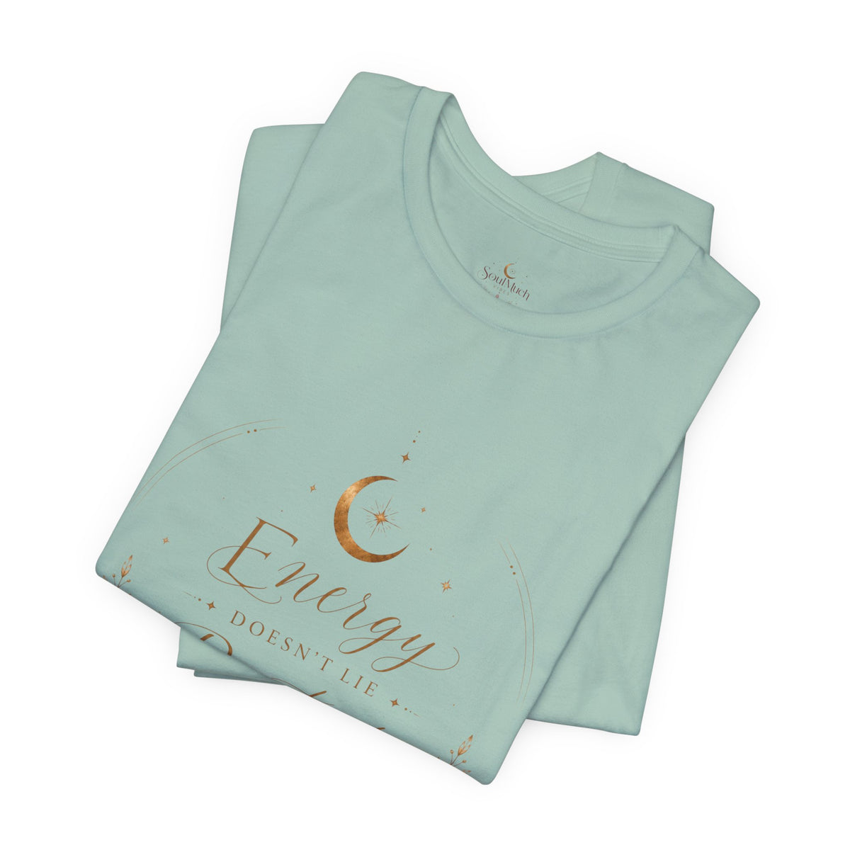Energy Protected tee | Crescent Moon, Floral Laurel, Minimal Celestial Design