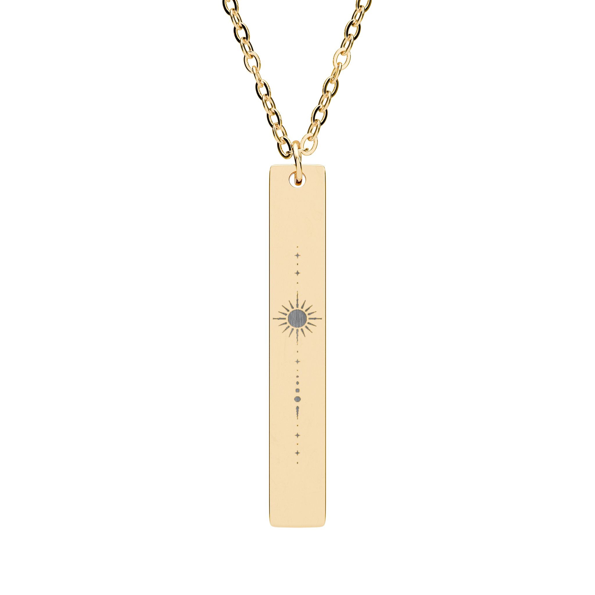 Soundwave Engraved Bar Necklace, Vertical Bar Pendant | Custom Engraving