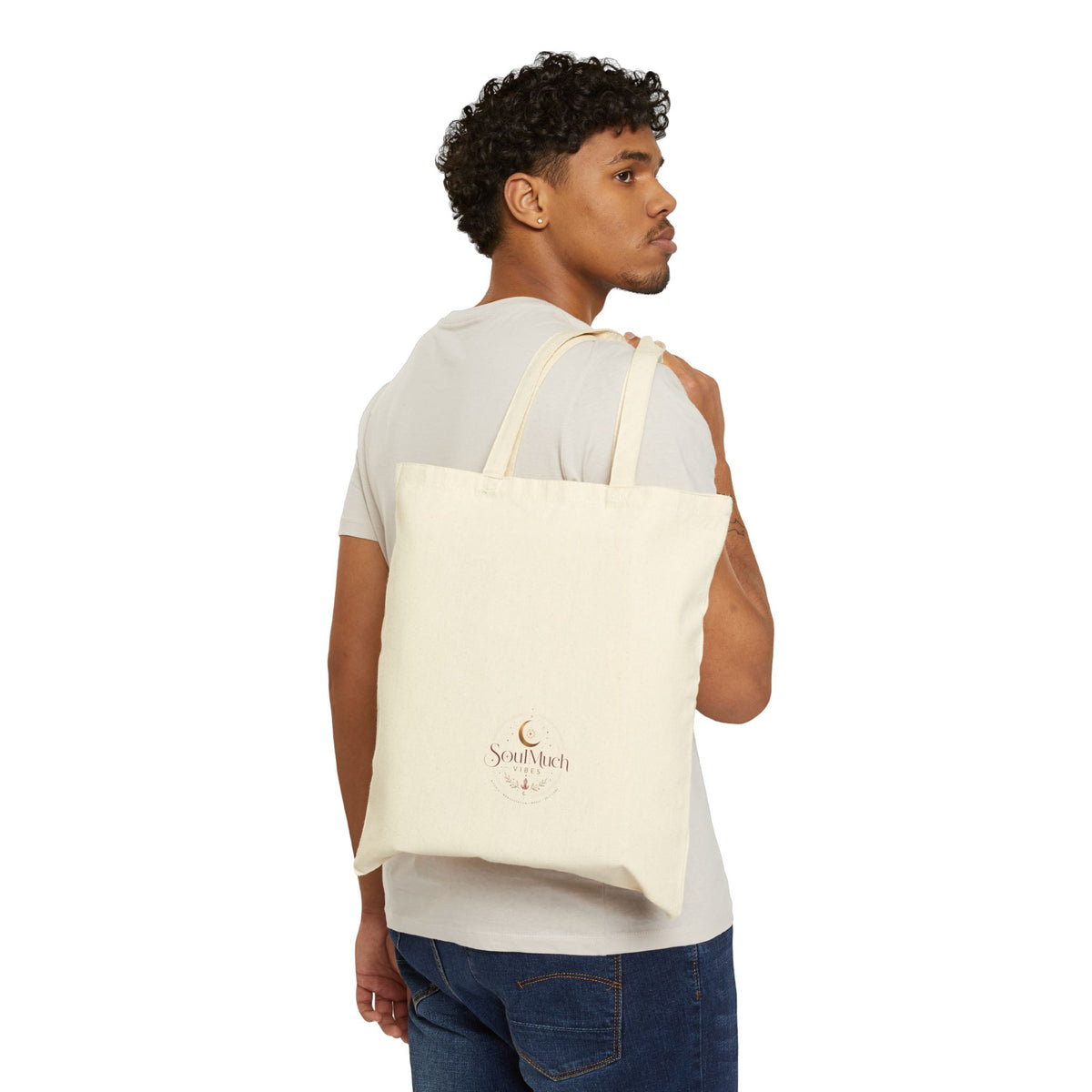 Hamsa Hand with Eye Tote Bag | Cotton Canvas Spiritual Boho Market Tote