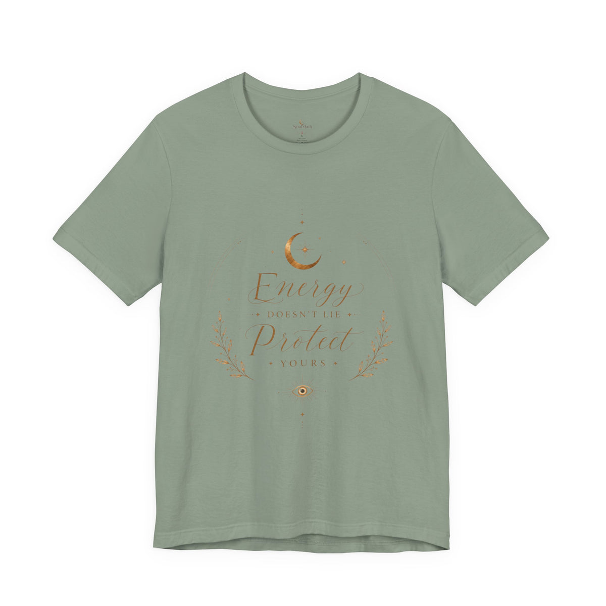 Energy Protected tee | Crescent Moon, Floral Laurel, Minimal Celestial Design