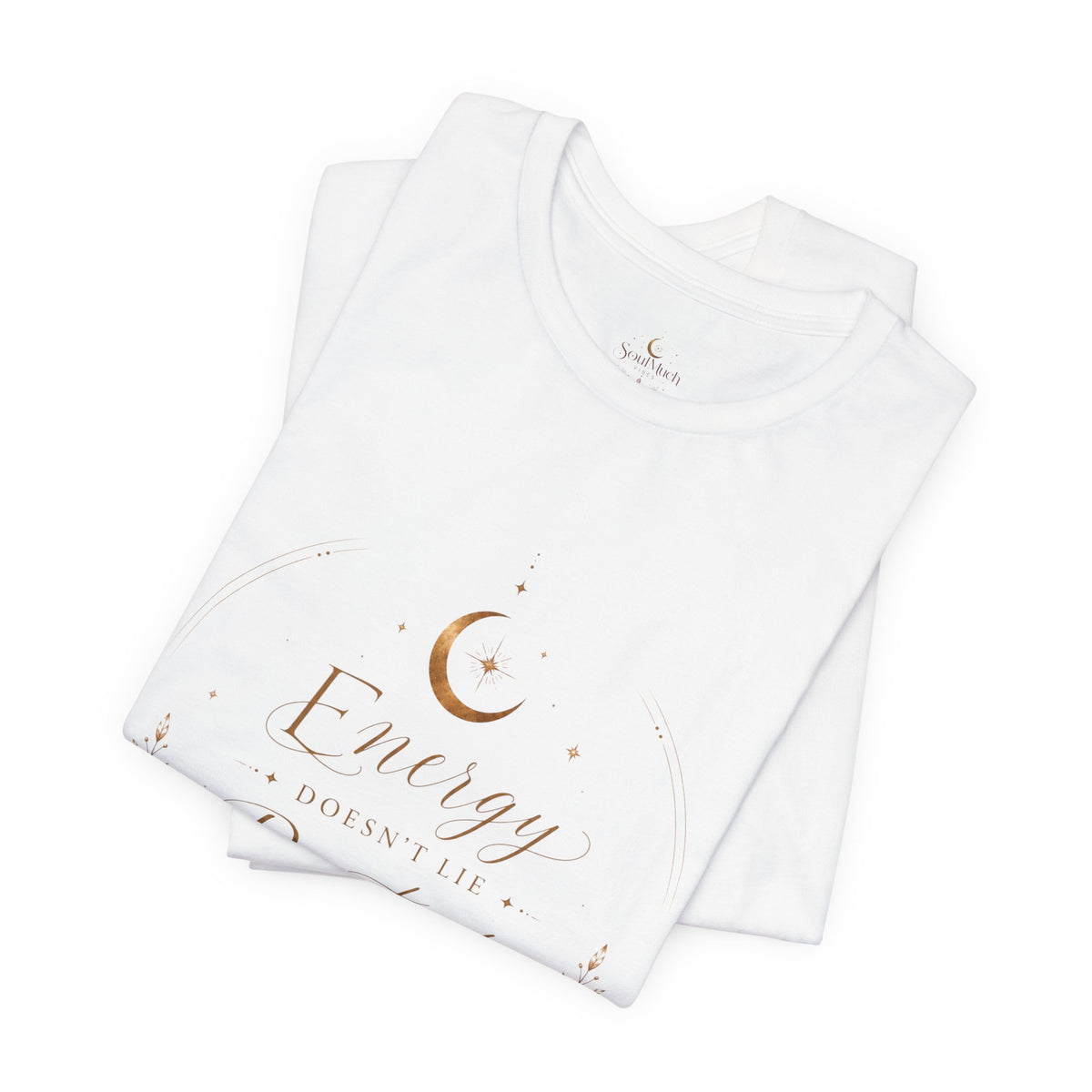 Energy Protected tee | Crescent Moon, Floral Laurel, Minimal Celestial Design