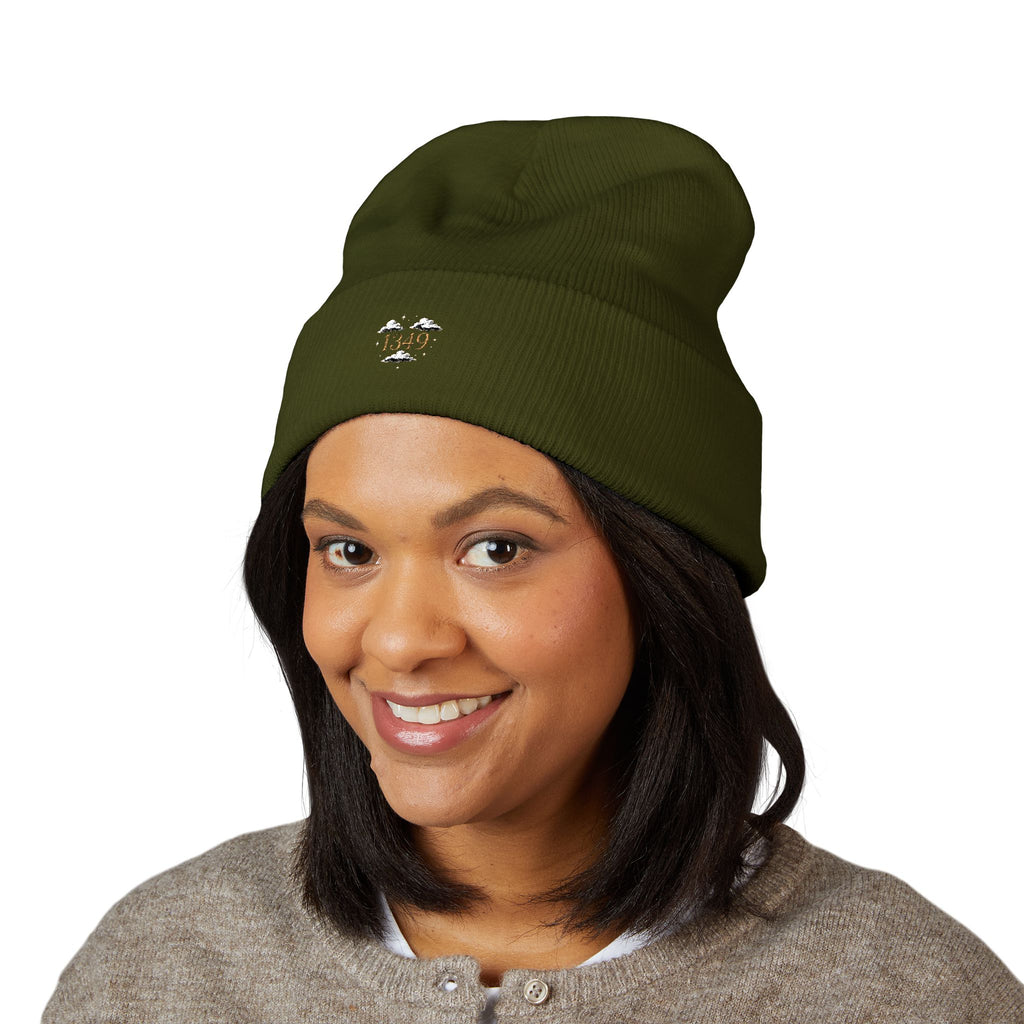 Tiny Floral Skull Embroidered Beanie | Cuffed Beanie
