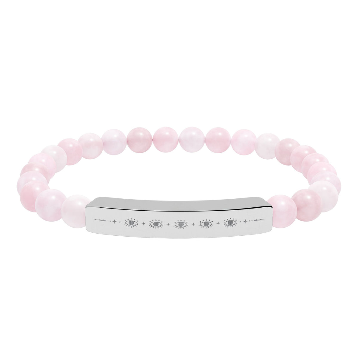 Engravable Natural Stone Bead Stretch Bracelet | Personalized Bar Bracelet