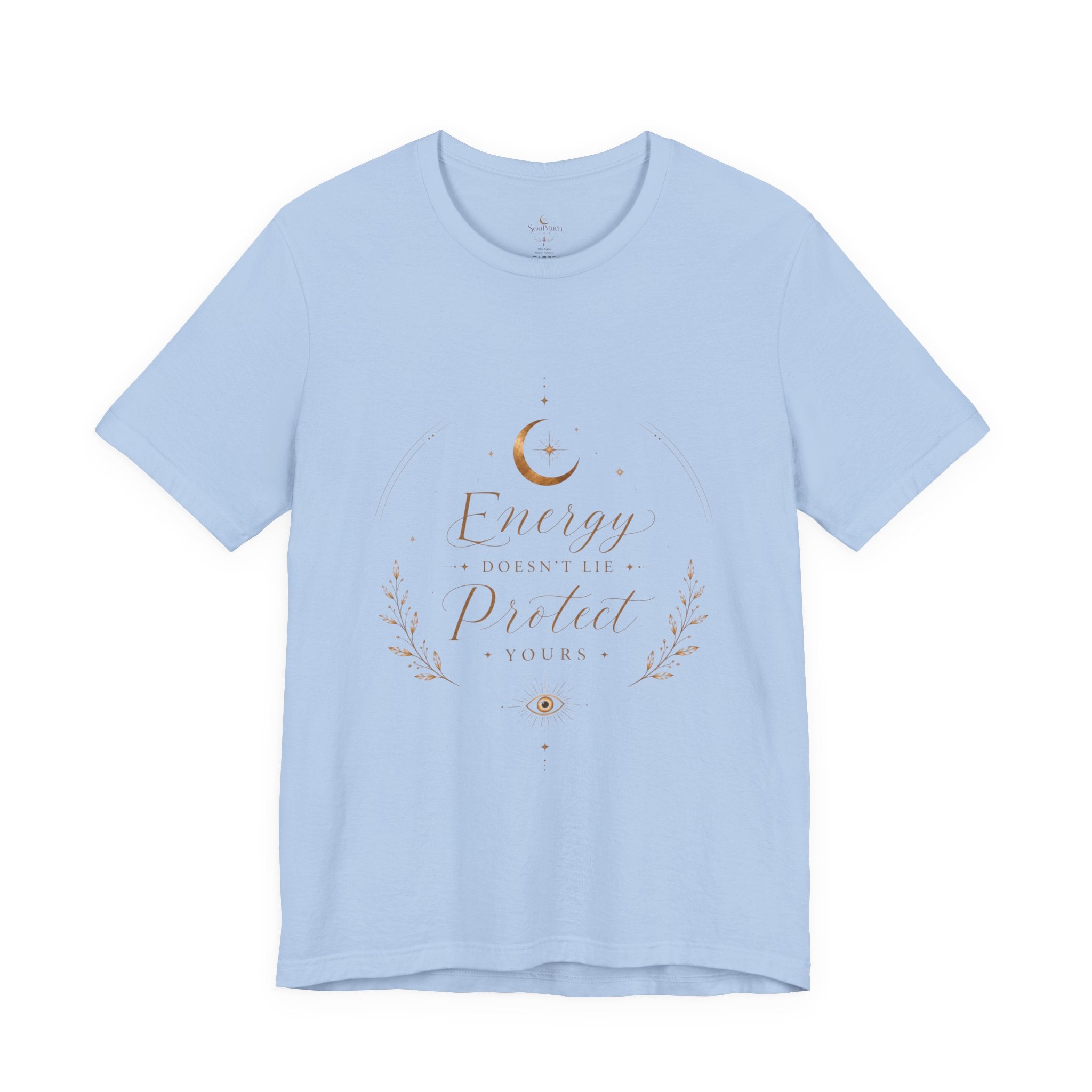 Energy Protected tee | Crescent Moon, Floral Laurel, Minimal Celestial Design