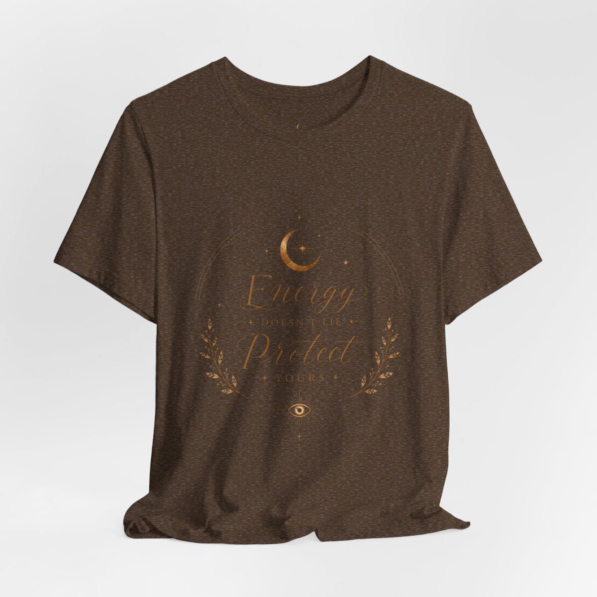 Energy Protected tee | Crescent Moon, Floral Laurel, Minimal Celestial Design