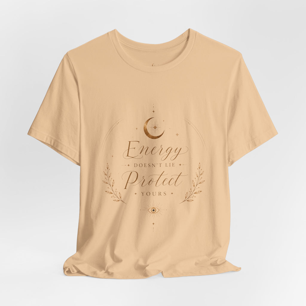 Energy Protected tee | Crescent Moon, Floral Laurel, Minimal Celestial Design
