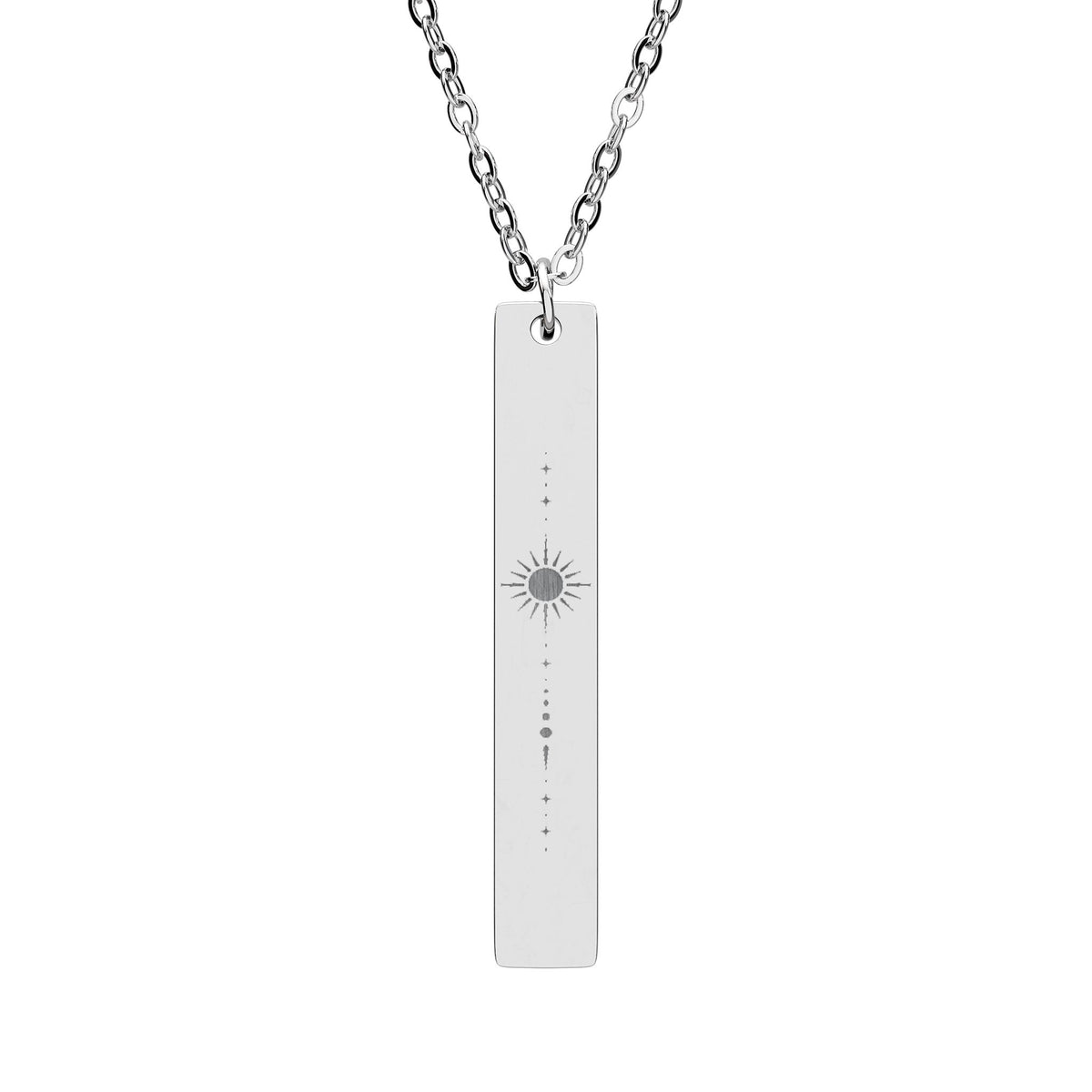 Soundwave Engraved Bar Necklace, Vertical Bar Pendant | Custom Engraving