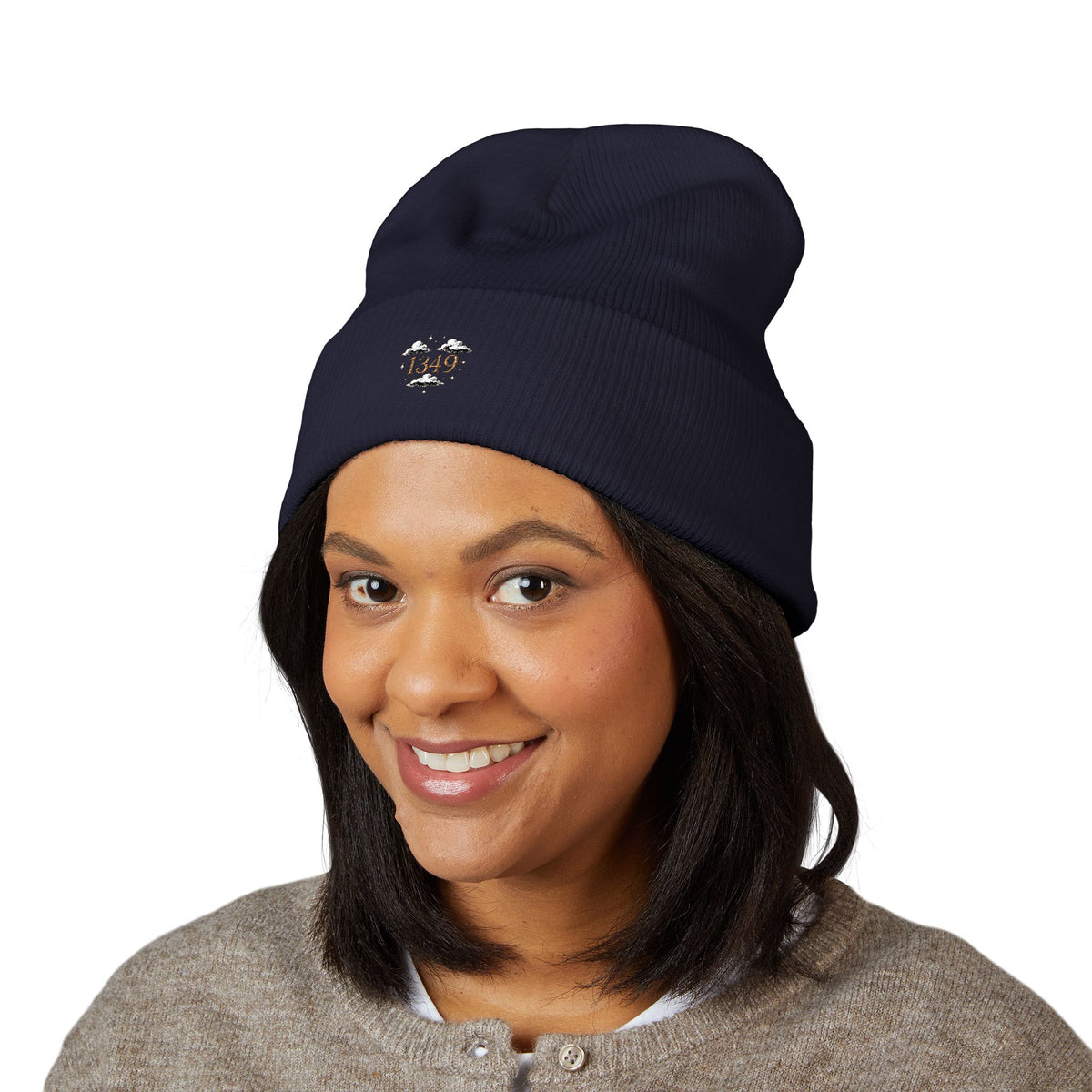 Tiny Floral Skull Embroidered Beanie | Cuffed Beanie