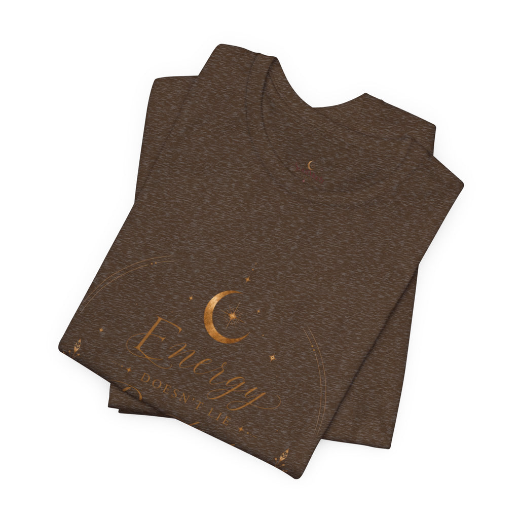 Energy Protected tee | Crescent Moon, Floral Laurel, Minimal Celestial Design