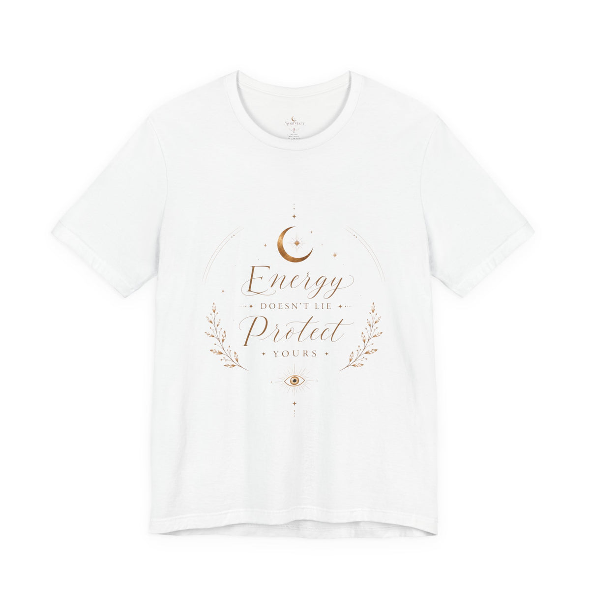Energy Protected tee | Crescent Moon, Floral Laurel, Minimal Celestial Design