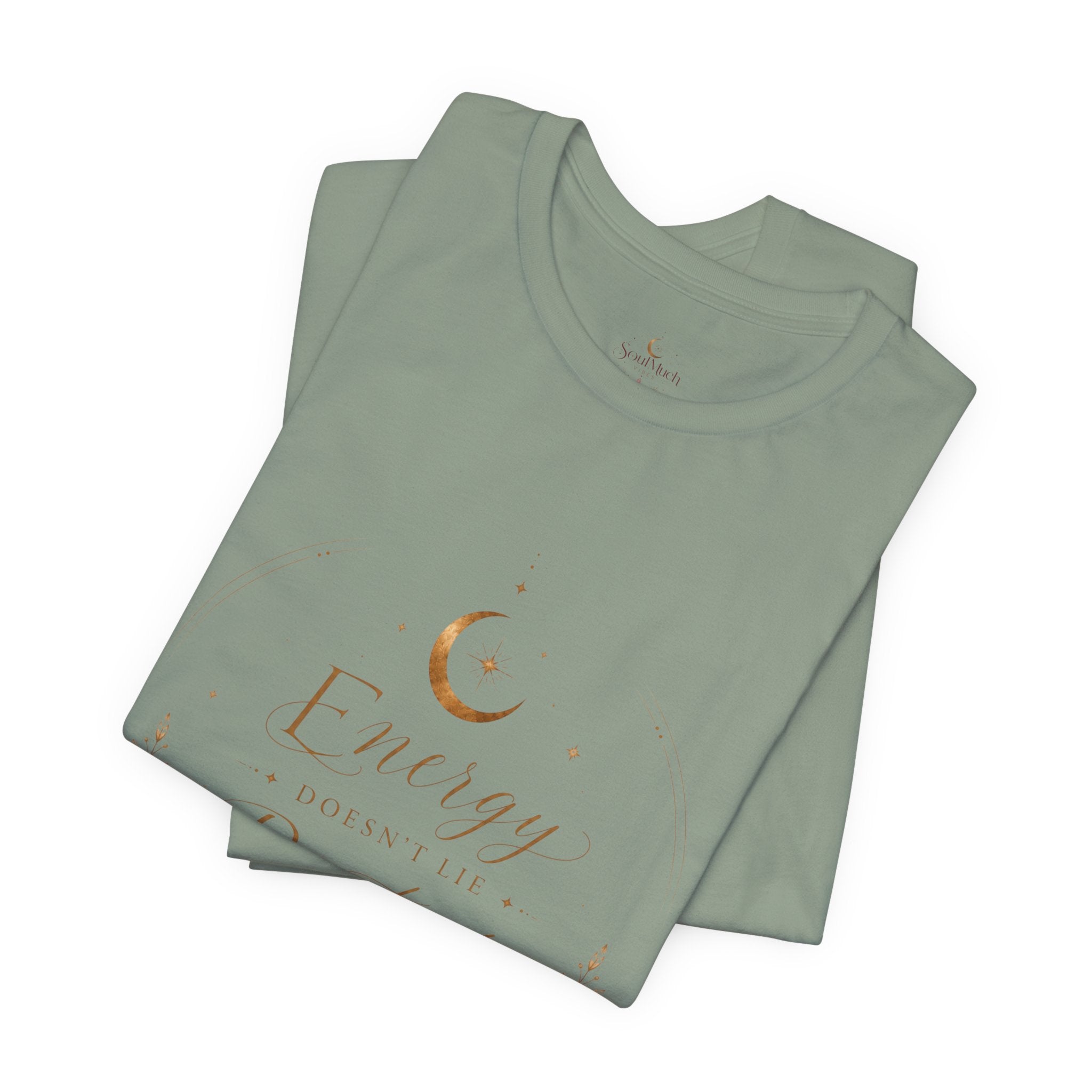Energy Protected tee | Crescent Moon, Floral Laurel, Minimal Celestial Design