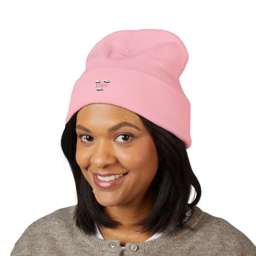 Tiny Floral Skull Embroidered Beanie | Cuffed Beanie