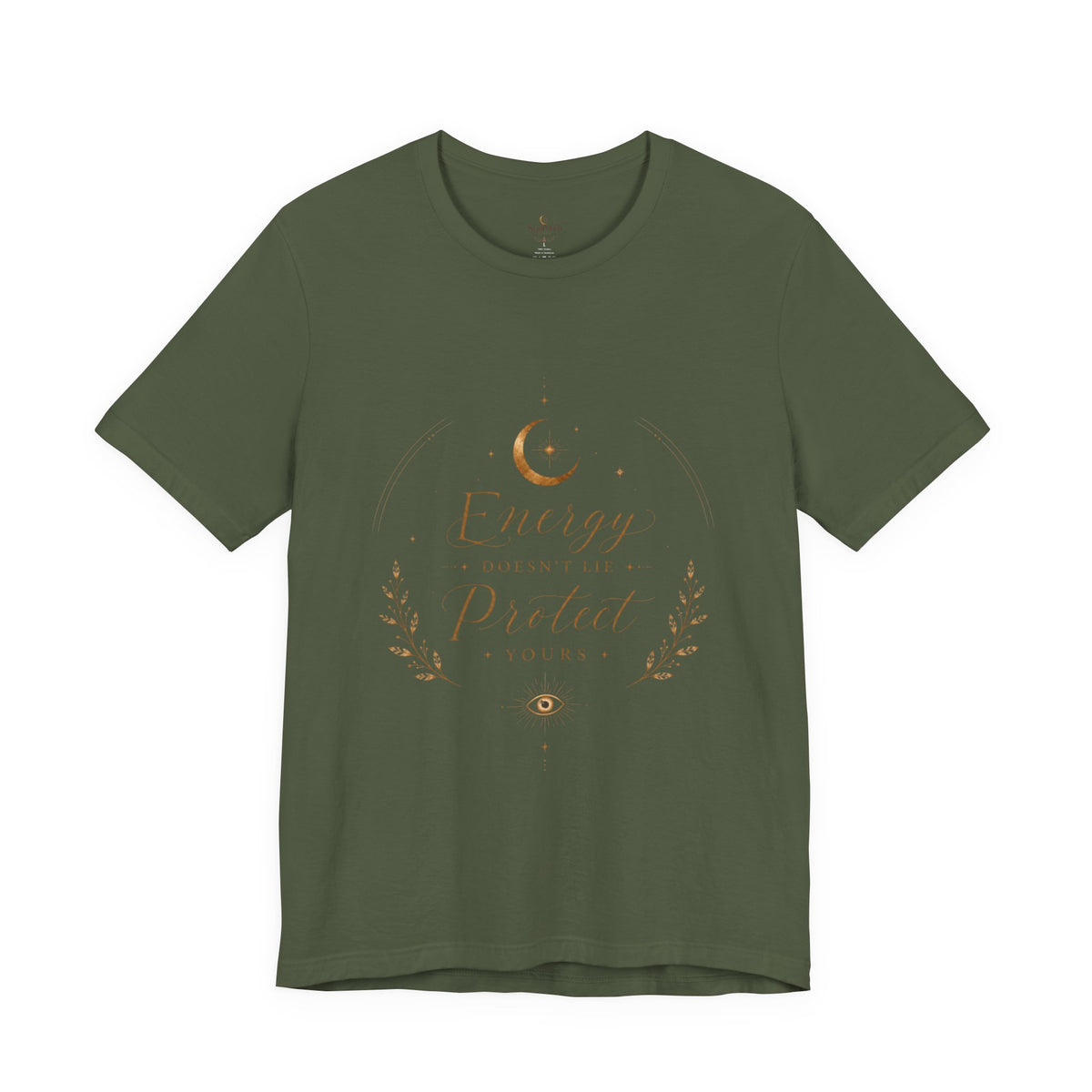 Energy Protected tee | Crescent Moon, Floral Laurel, Minimal Celestial Design