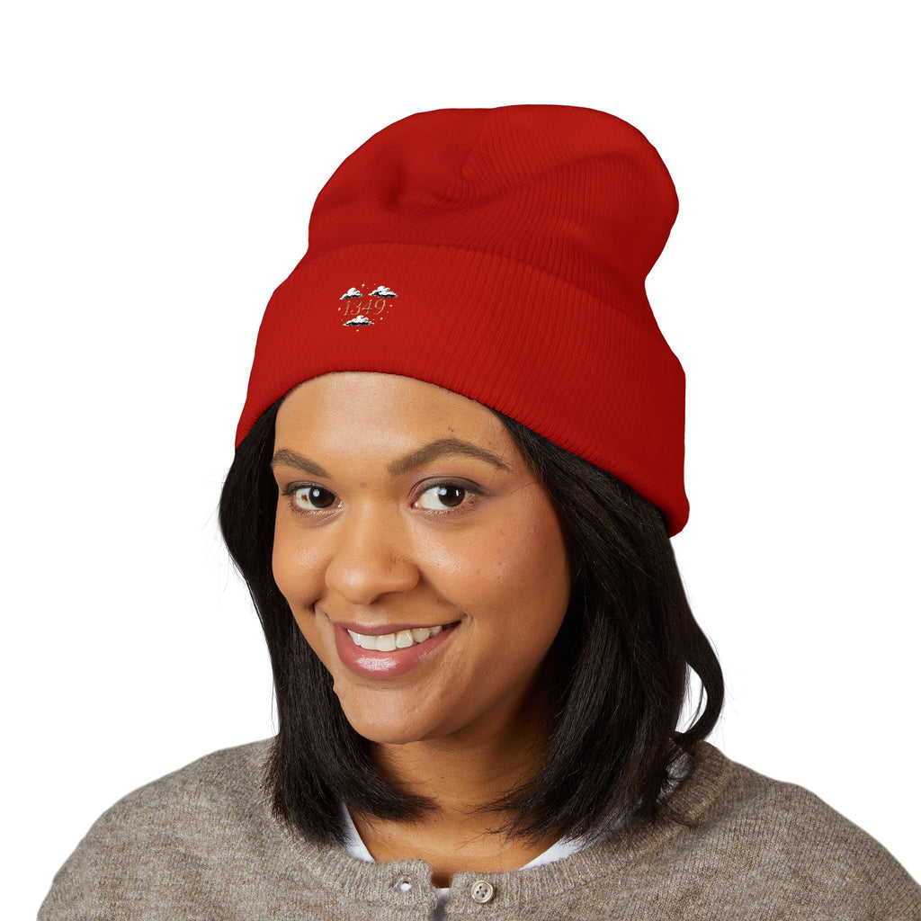 Tiny Floral Skull Embroidered Beanie | Cuffed Beanie