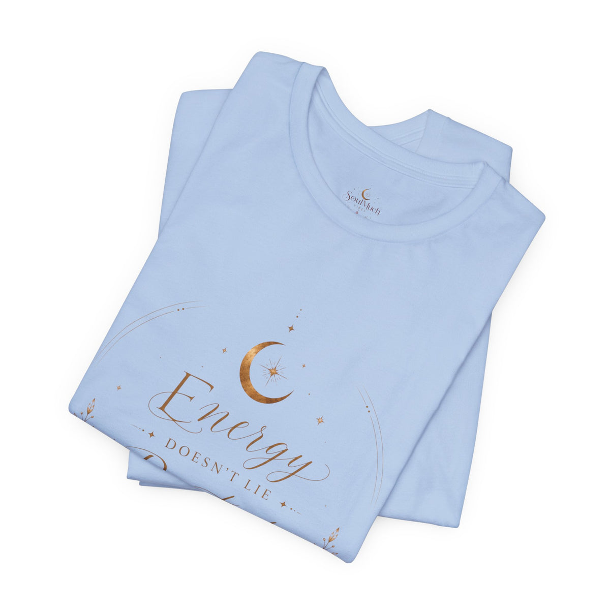 Energy Protected tee | Crescent Moon, Floral Laurel, Minimal Celestial Design