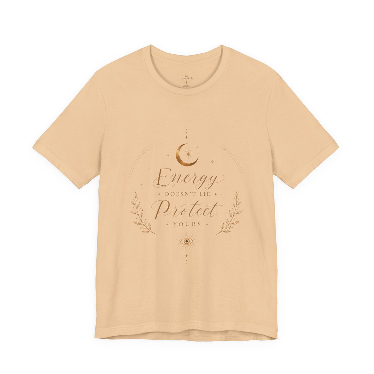 Energy Protected tee | Crescent Moon, Floral Laurel, Minimal Celestial Design