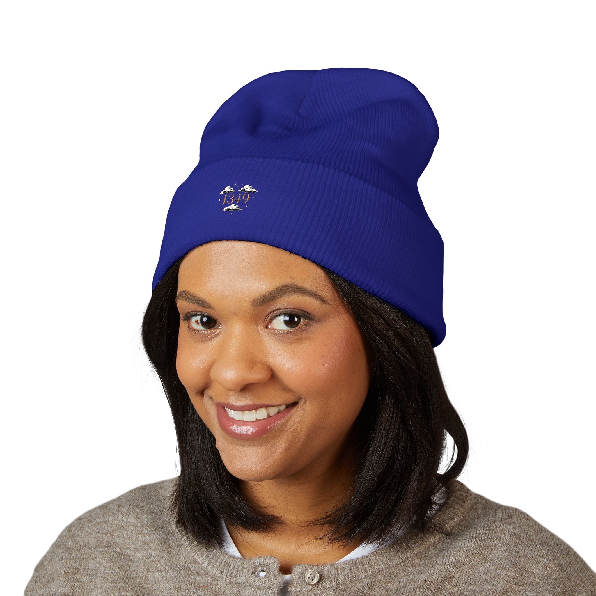 Tiny Floral Skull Embroidered Beanie | Cuffed Beanie