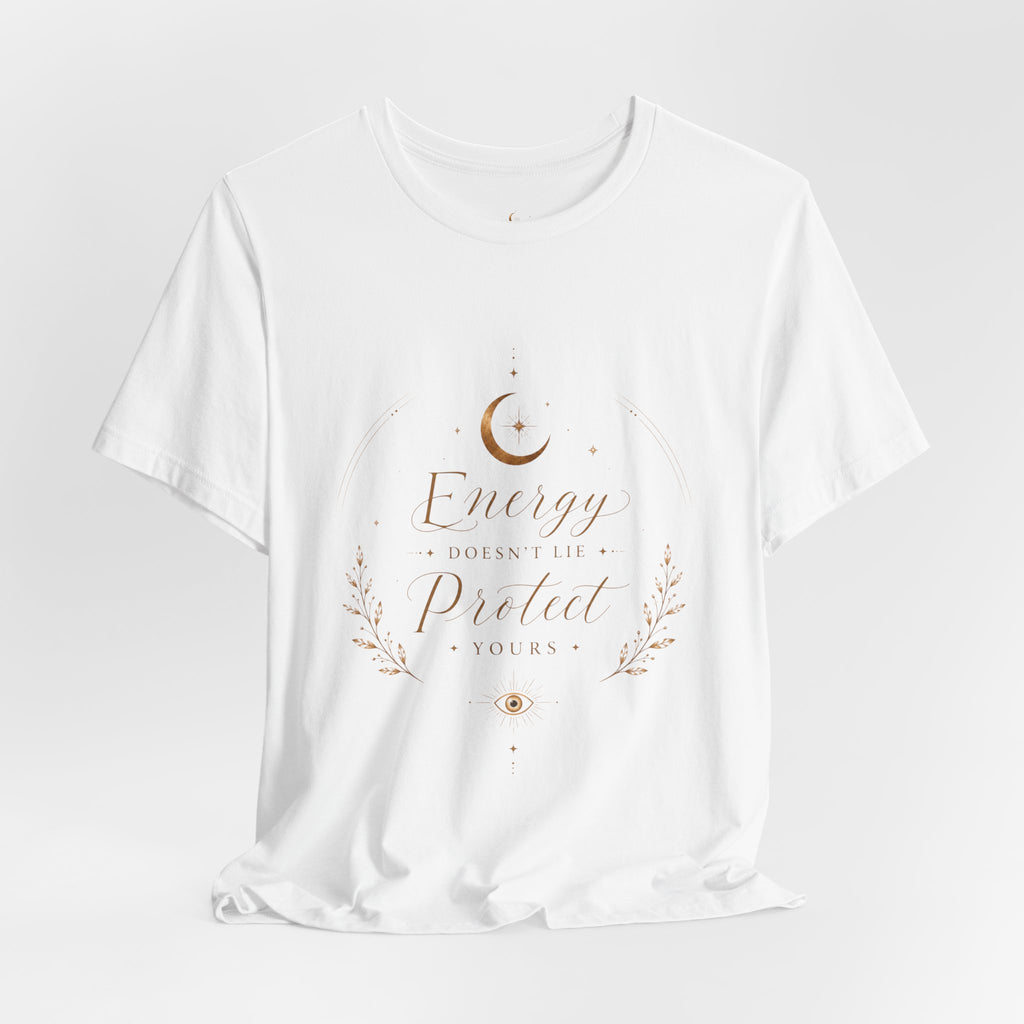Energy Protected tee | Crescent Moon, Floral Laurel, Minimal Celestial Design