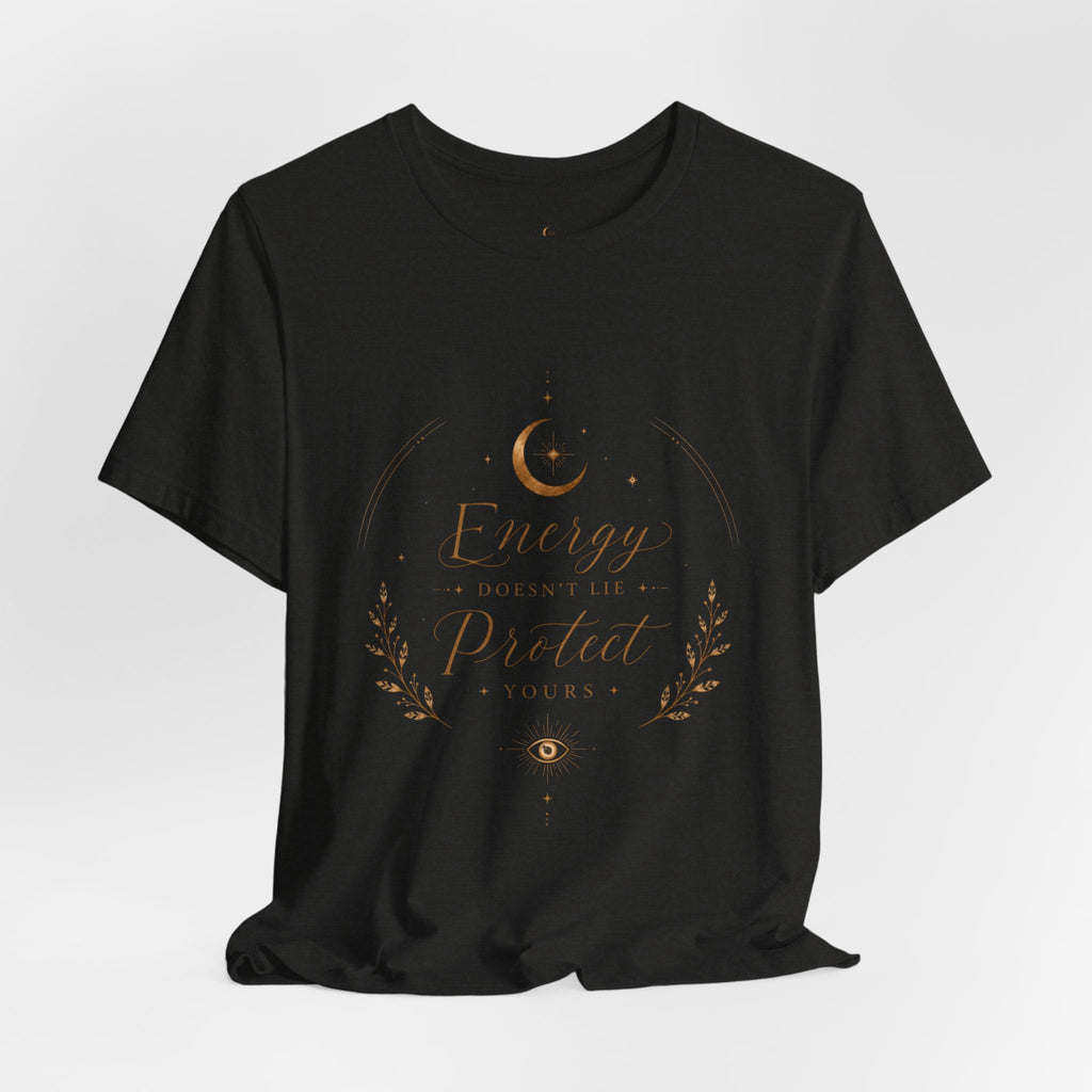 Energy Protected tee | Crescent Moon, Floral Laurel, Minimal Celestial Design