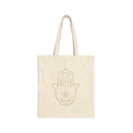 Hamsa Hand with Eye Tote Bag | Cotton Canvas Spiritual Boho Market Tote
