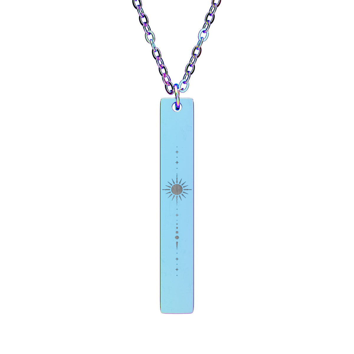 Soundwave Engraved Bar Necklace, Vertical Bar Pendant | Custom Engraving