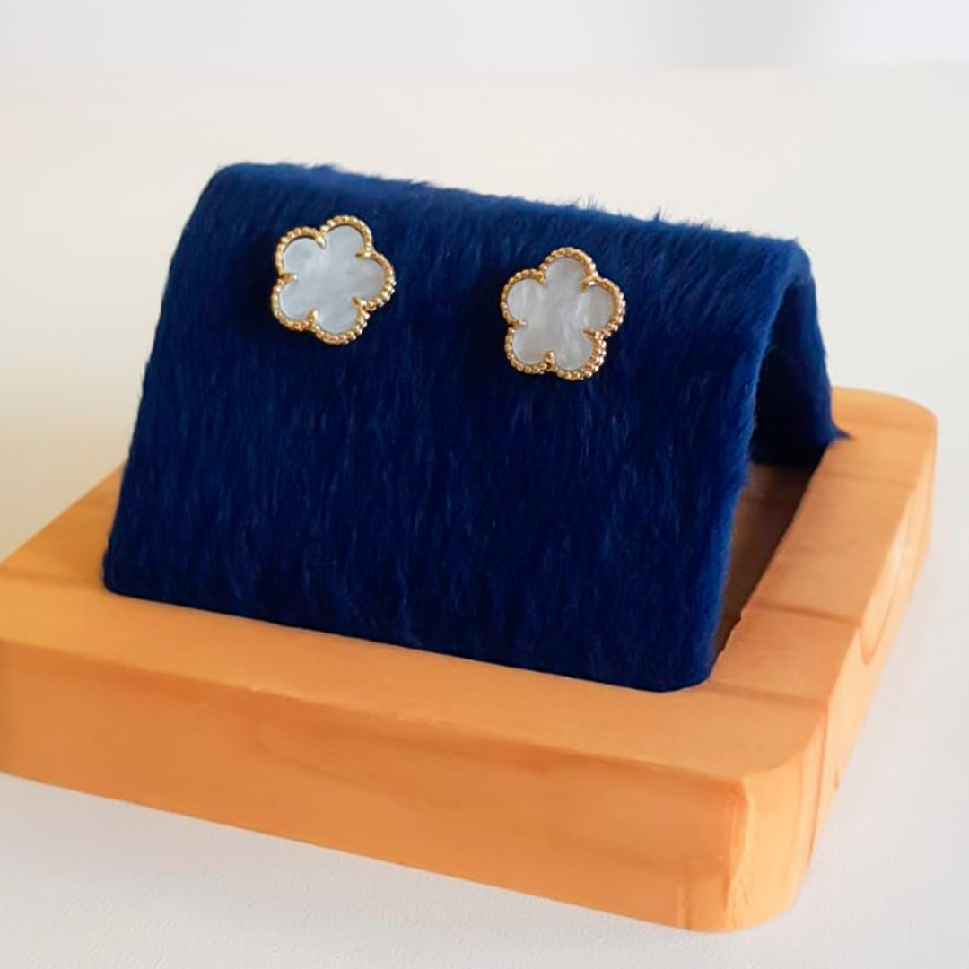 Mother-of-Pearl Flower Earrings — 18K Gold Plated